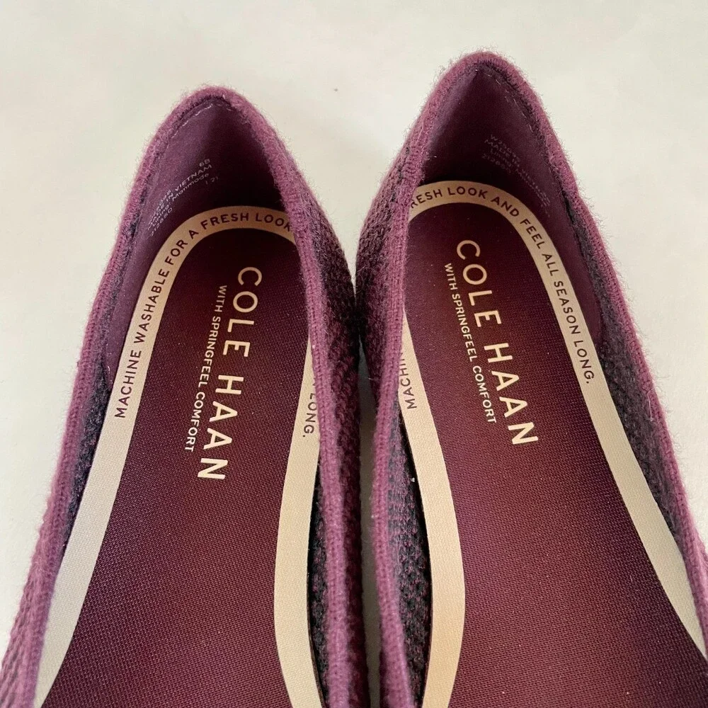 NWOT Cole Haan Springfeel Stitchlite Skimmer Washable Flats in Burgundy Size 6 - Picture 8 of 11